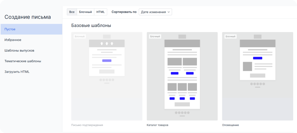 Готовые шаблоны в CDP Sendsay